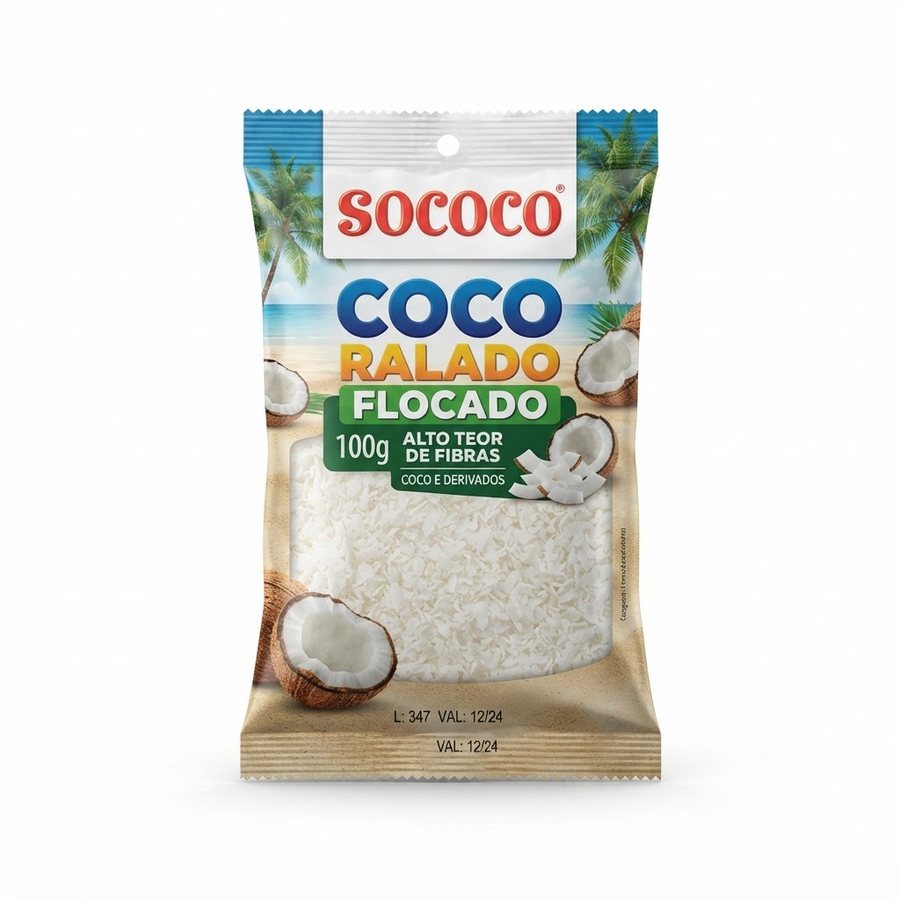 Coco Ralado Flocado 100 g Sococo — produto disponível na BRAVI