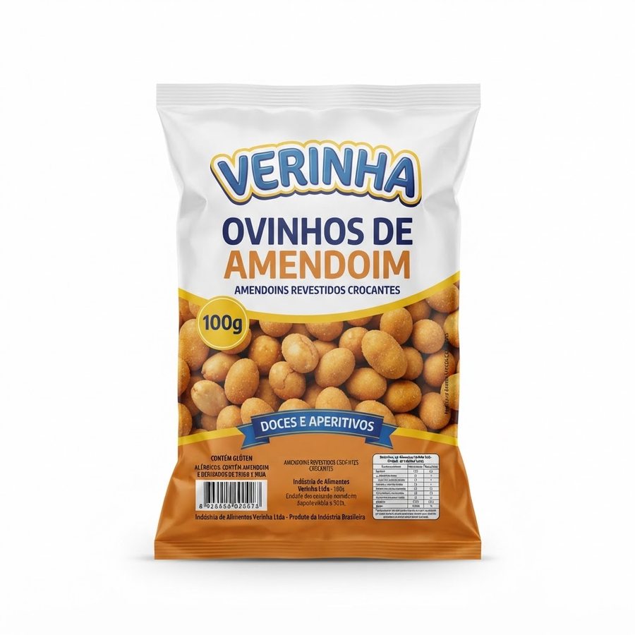 Ovinhos de Amendoim 100 g Verinha — produto disponível na BRAVI