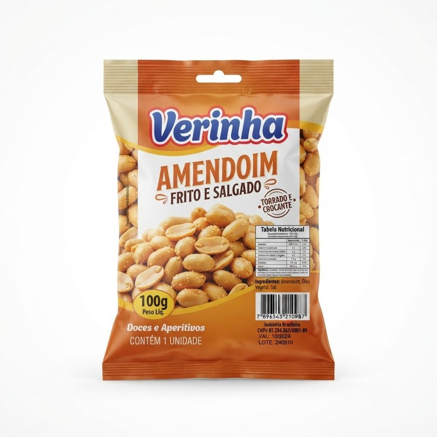 Amendoim Frito e Salgado 100 g Verinha — produto disponível na BRAVI